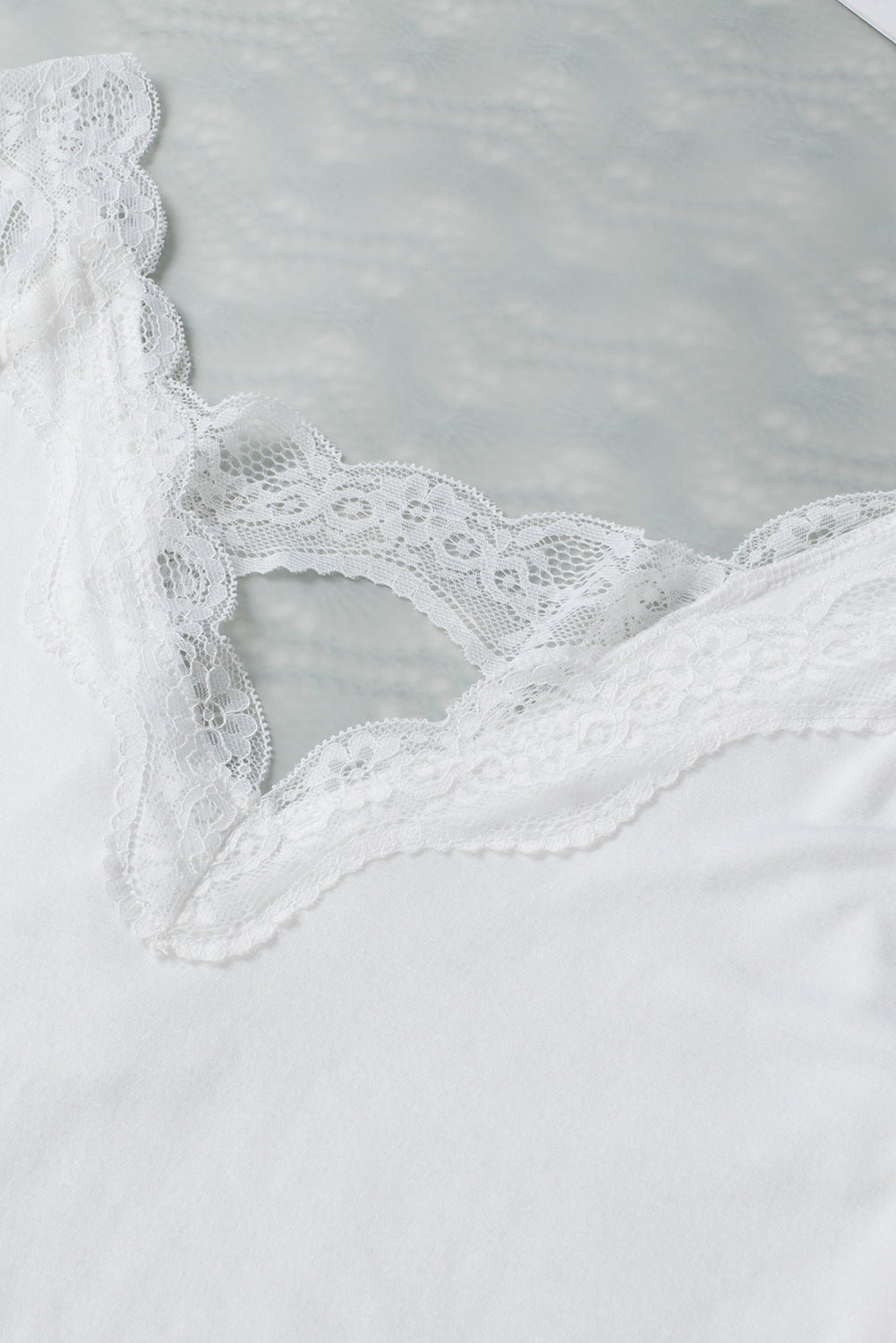 Tank Top for Women Delicate Lace-Trimmed Trim Flared
