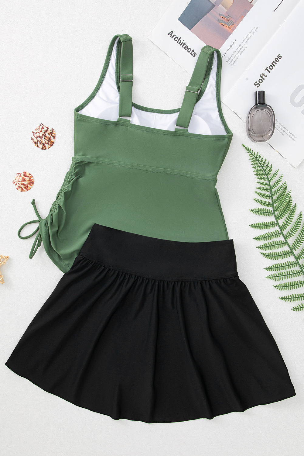 Scoop Neck Adjustable Tankini and Matching Skort Bathing Suit