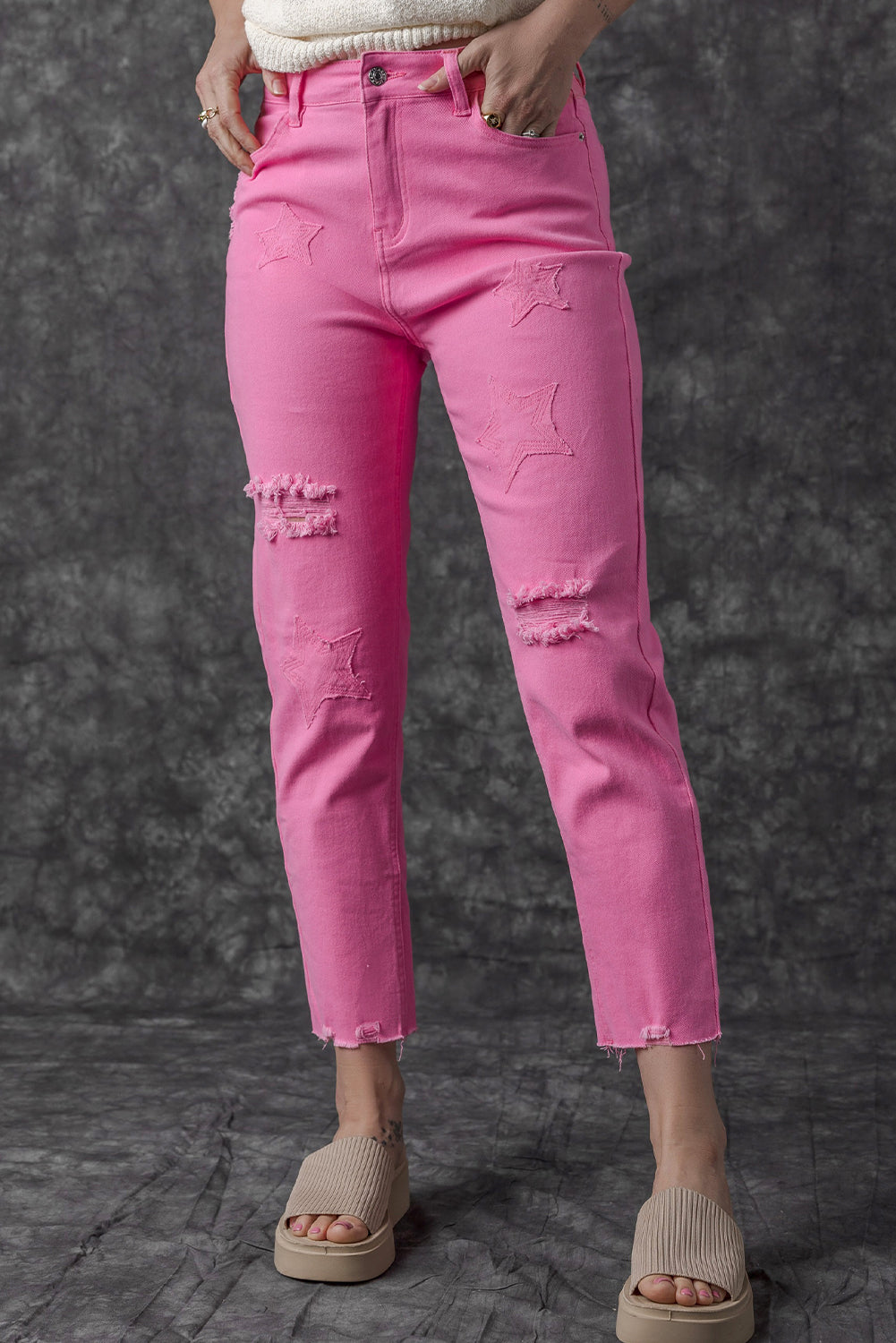 Women's Jeans Featuring Straight Leg Star Shape