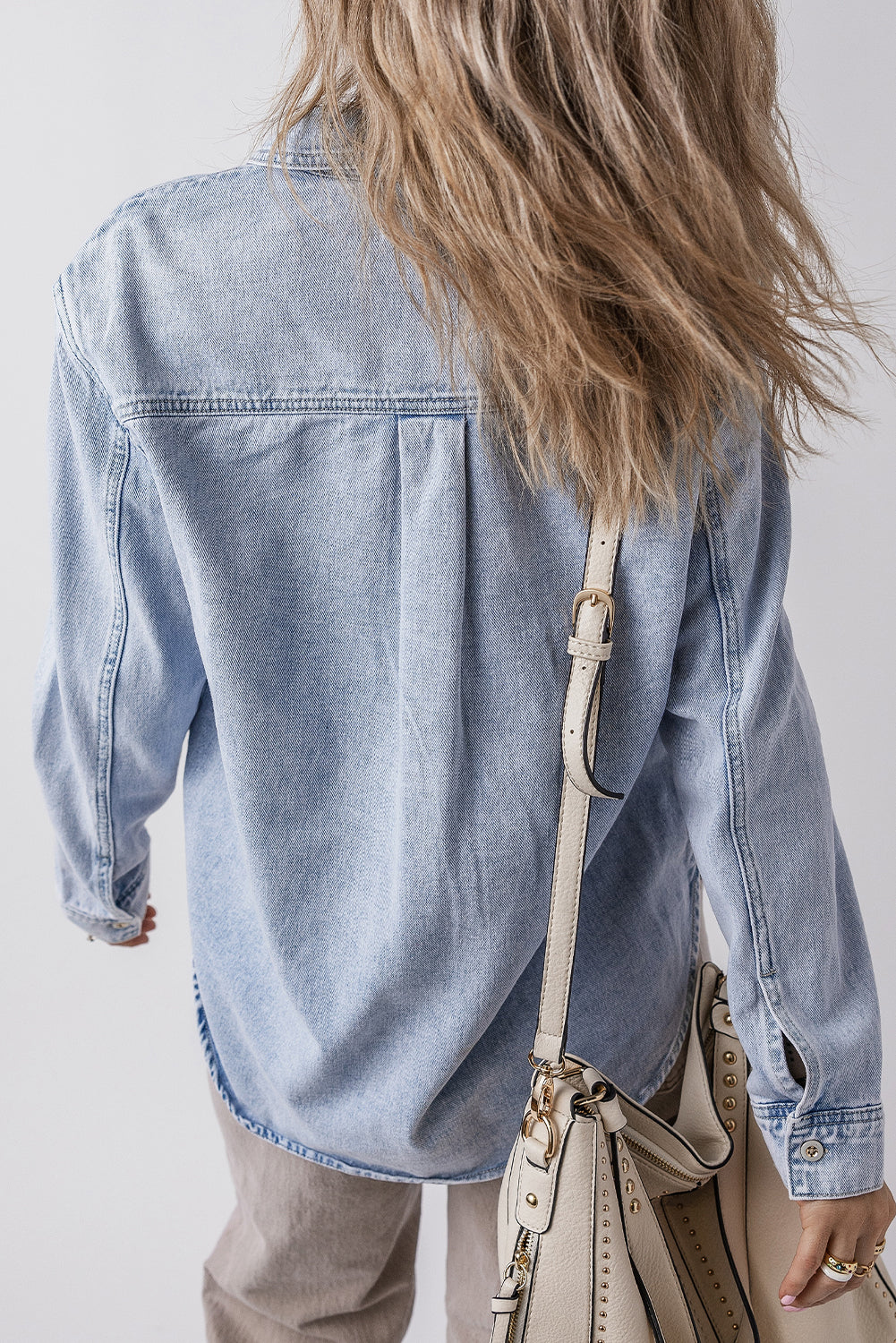 Button-Front Chest Pocket Denim Shacket