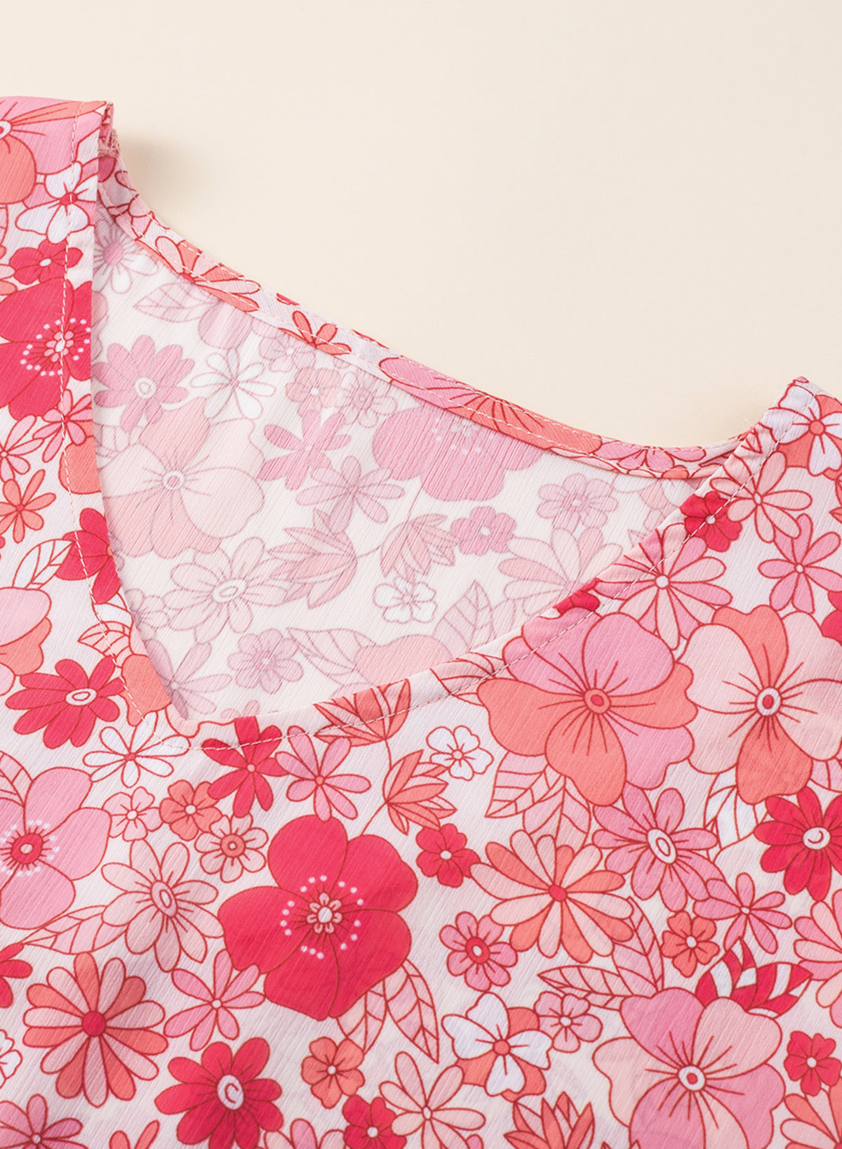 Blouse for Women V Neck Kimono Style Bohemian Floral-Print