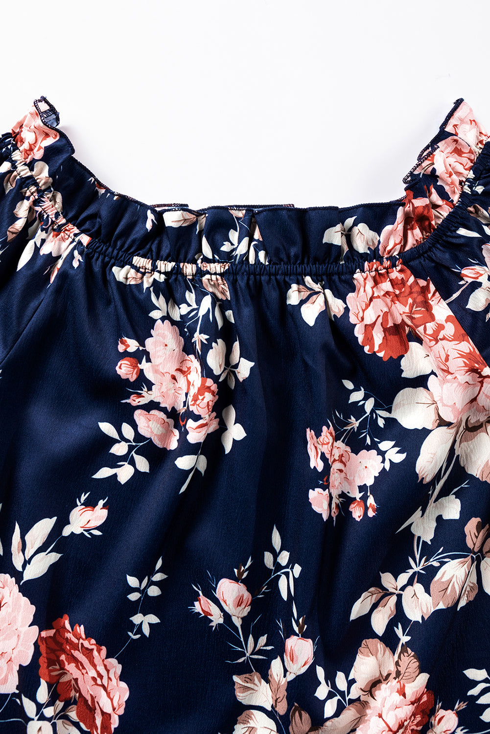 Women's Blouse Featuring Floral-Print Ruffle-Trimmed Flounce Sleeve