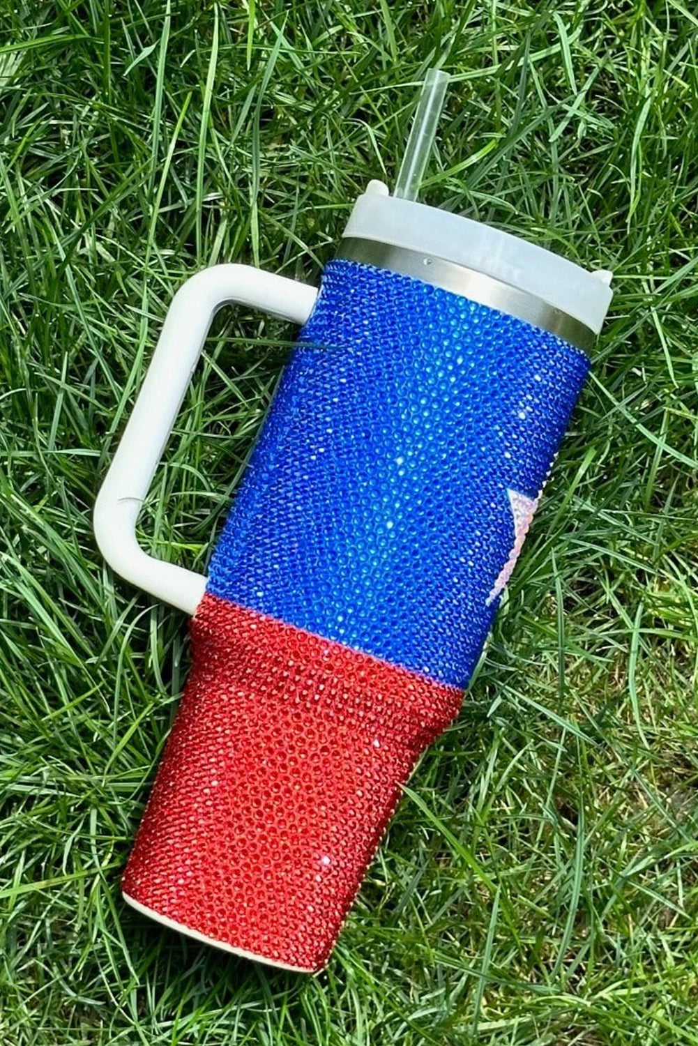 Star American Flag Full Rhinestone Handle Tumbler 40oz