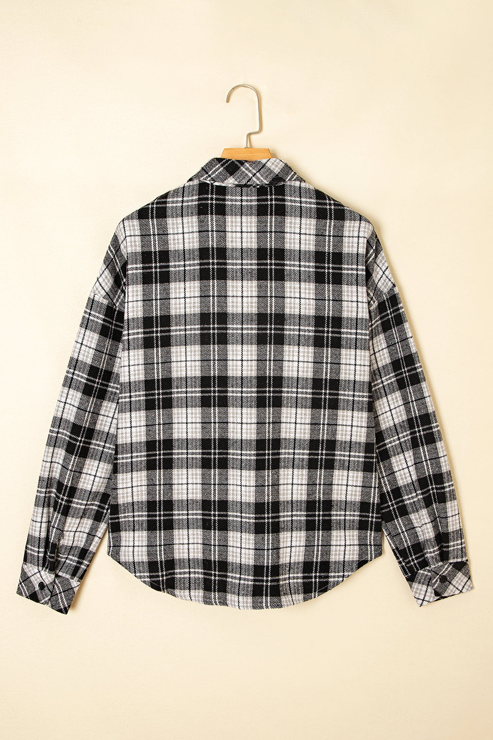 Chest Plaid Print Pockets Button-Front Shirt