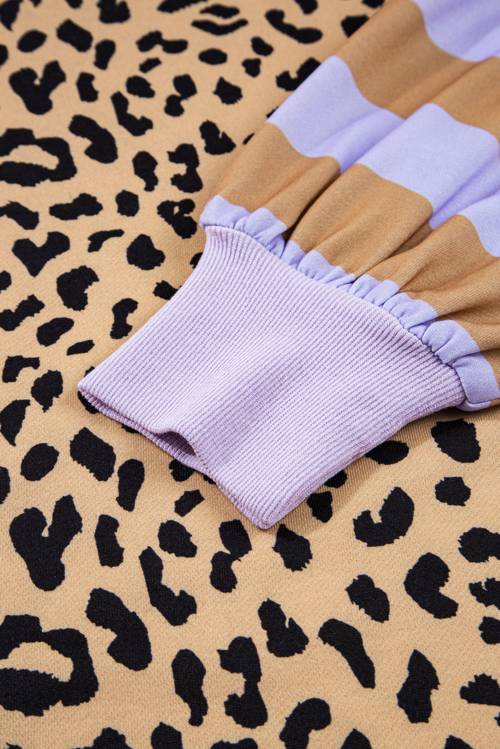 Leopard Colorblock Patchwork Everyday Sweatshirt with Slits
