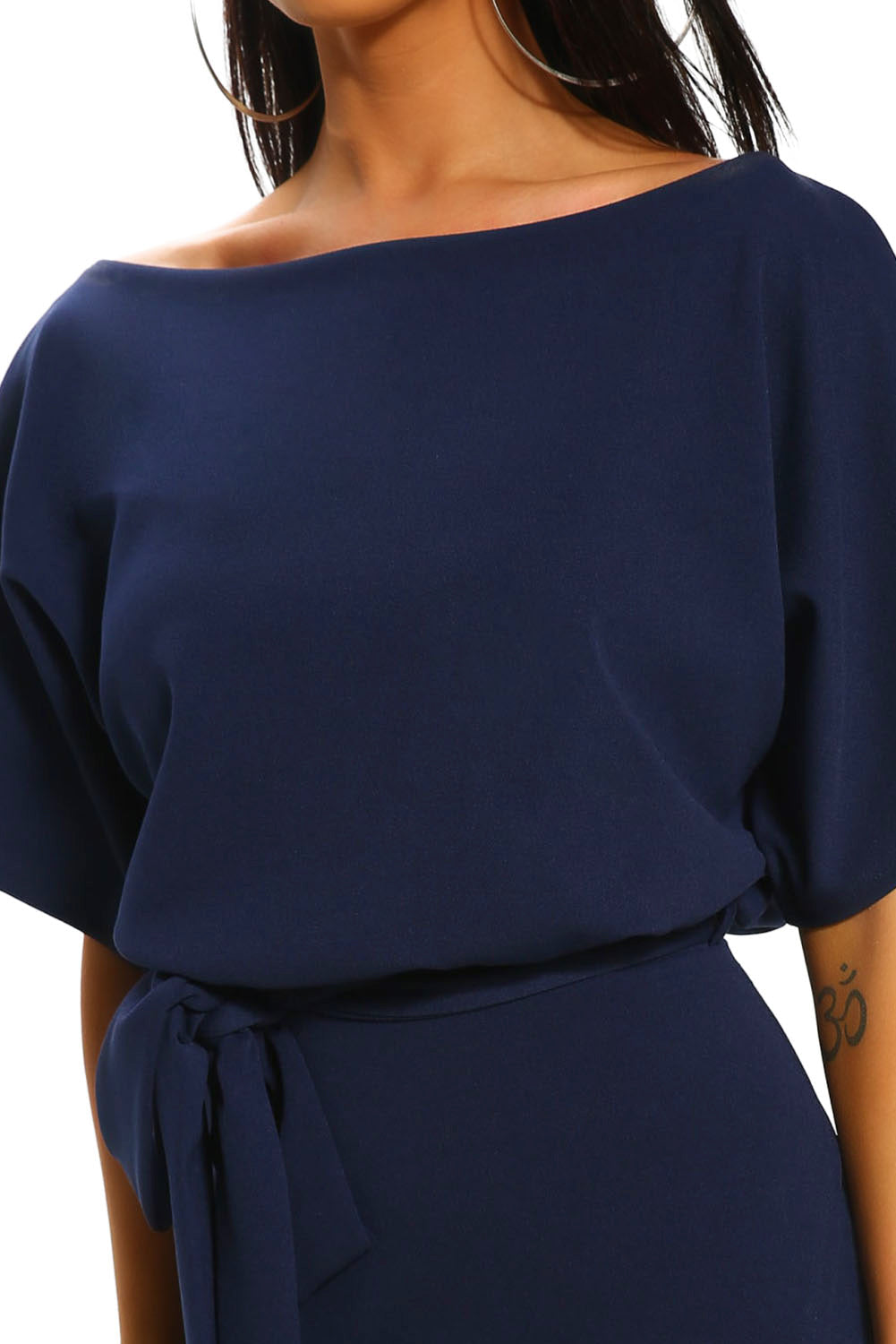 Belted Wrap Front Midi Dress
