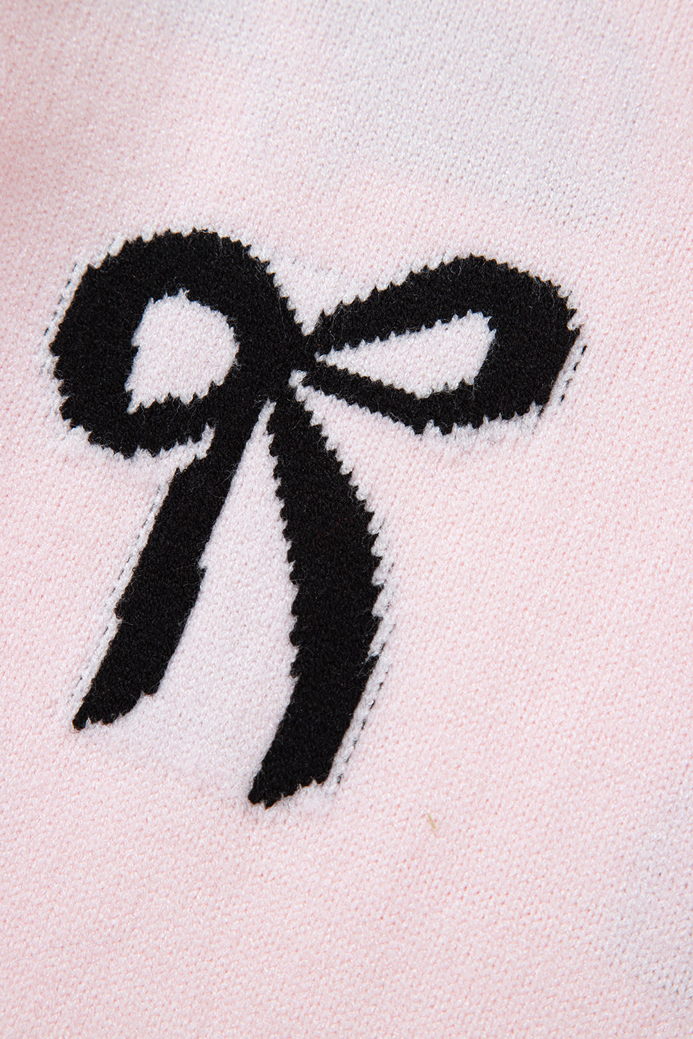 Pink Bow Pattern Knitted Loose Fit Sweater