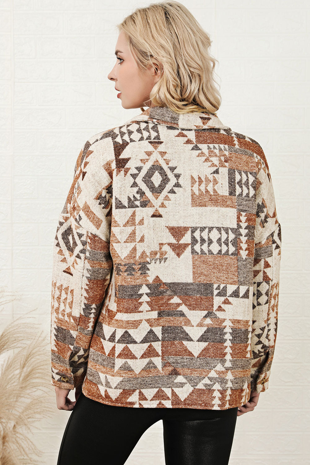 Jacket for Women Pocket Button-Front Aztec Flap