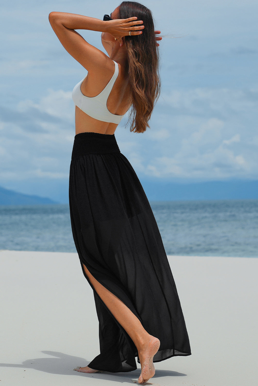 Women's Skirt Featuring High-Rise Chiffon Beach Maxi