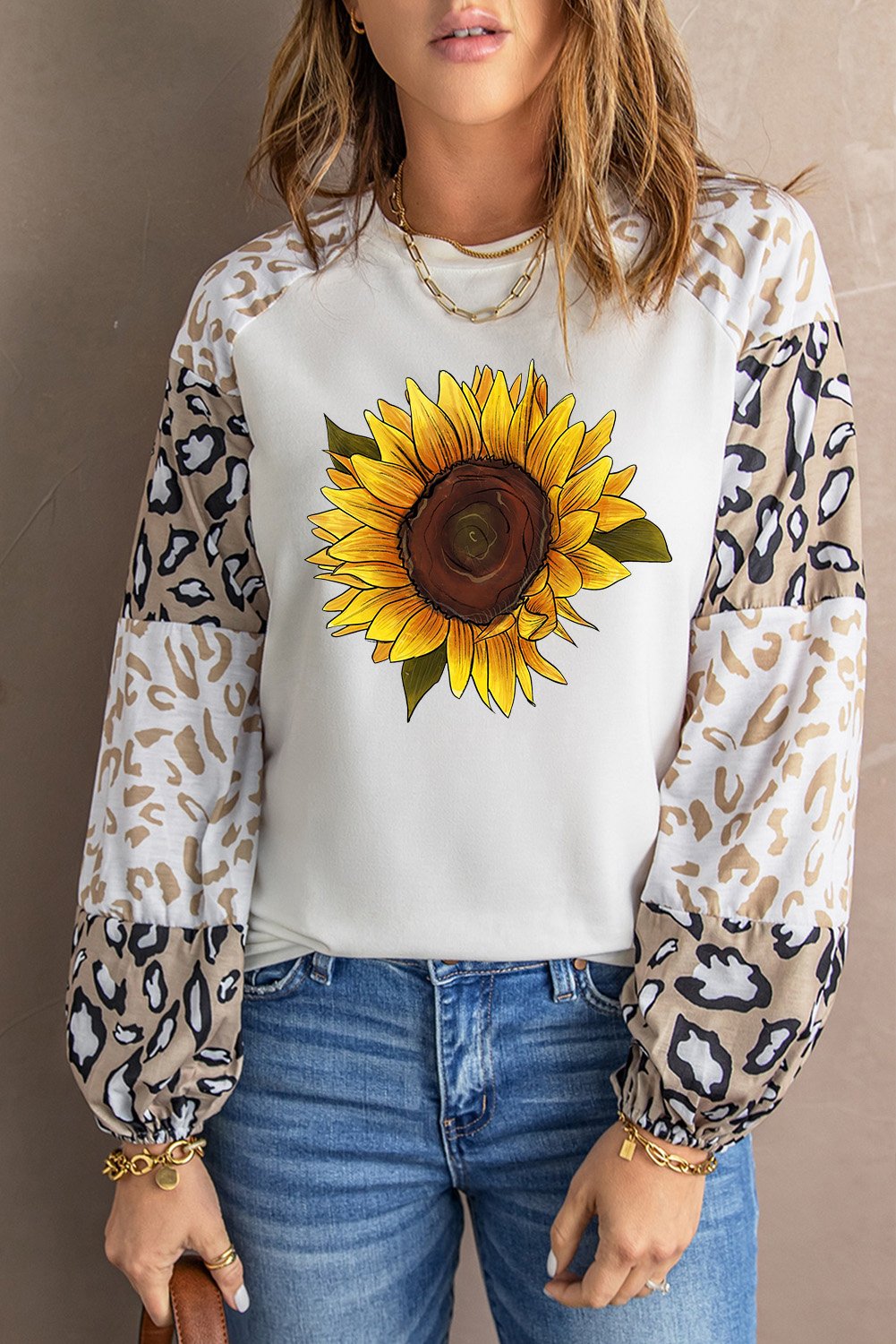 Women's Top Featuring Sunflower Graphic-Print Animal