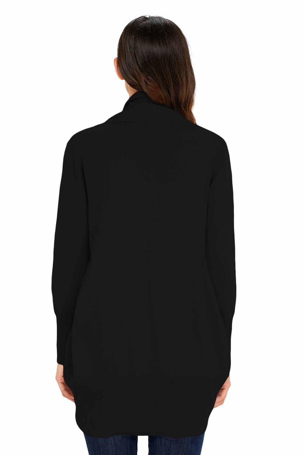 Women's Cardigan Featuring Open Black Super Soft Long-Sleeve
