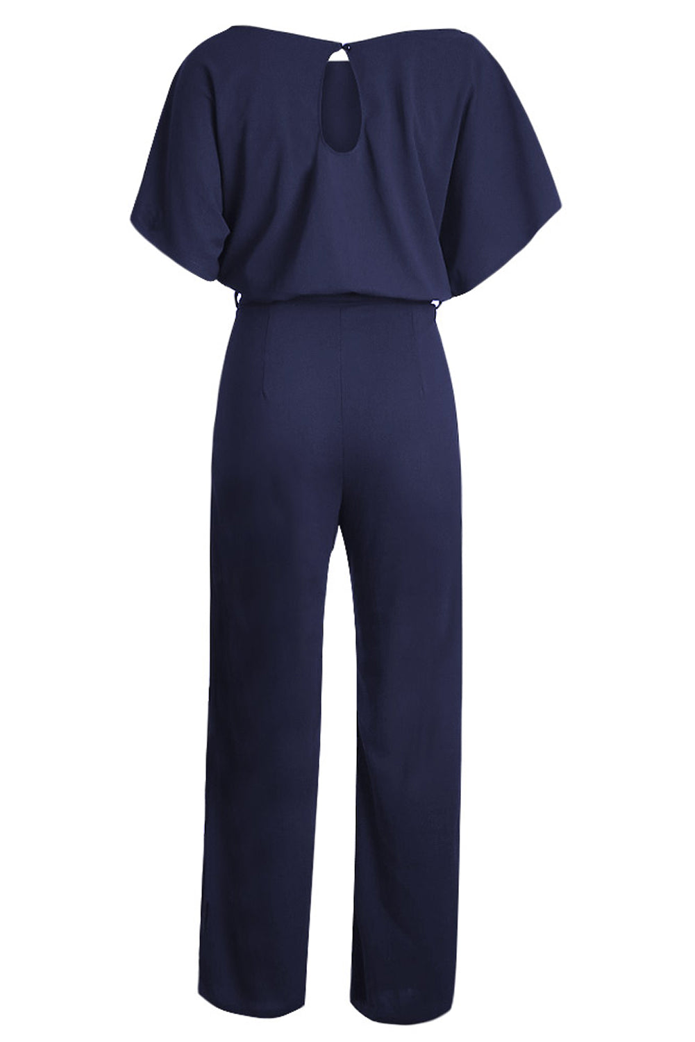 Women's Leg Jumpsuit Featuring Chic Blue Oh So Glam Belted Wide