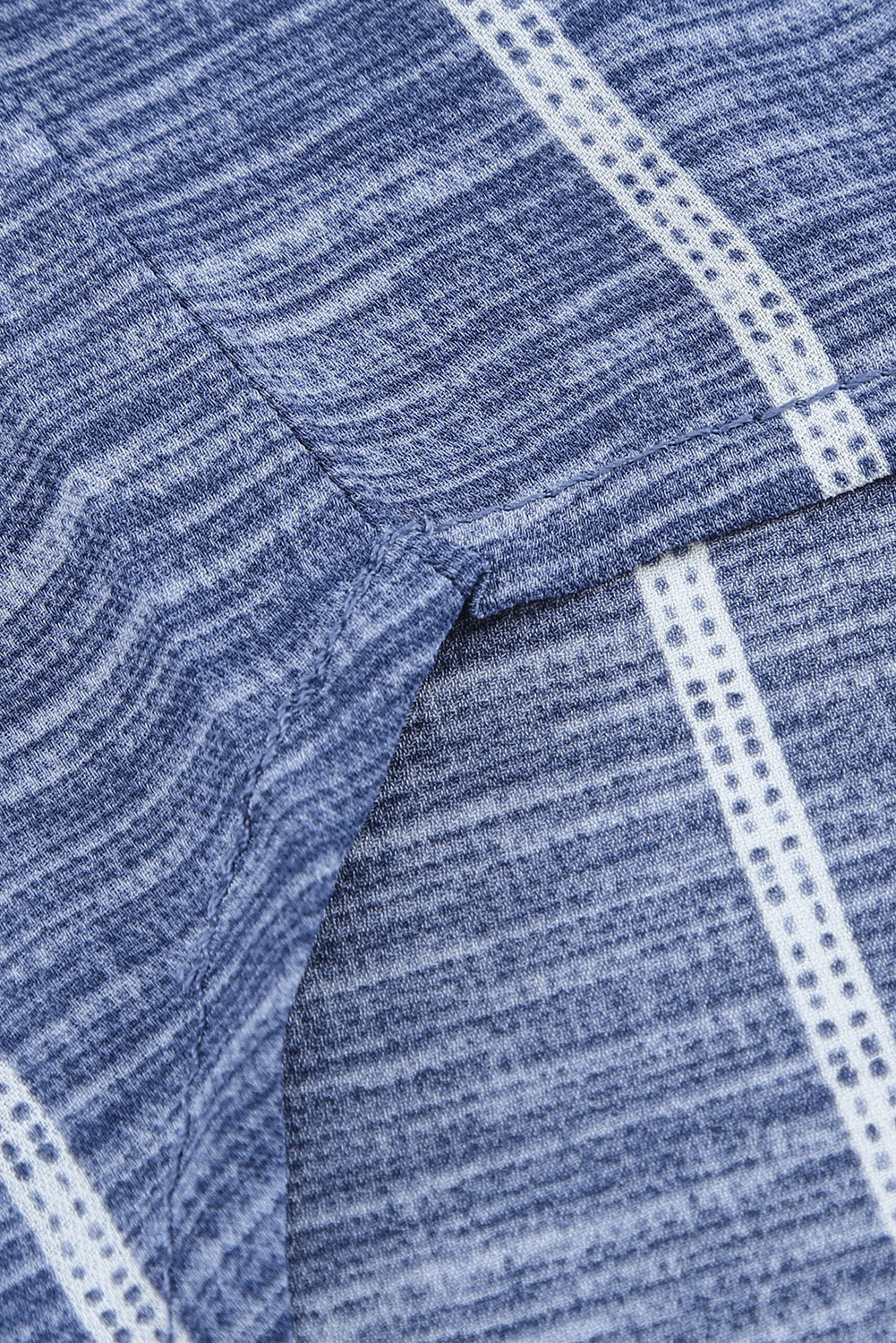 Women's Pocket Long-Sleeve Blue Striped V Neck Tops