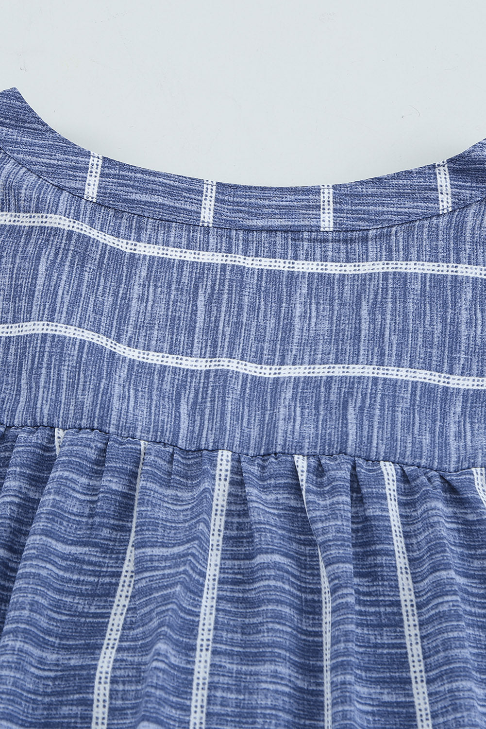 Women's Pocket Long-Sleeve Blue Striped V Neck Tops