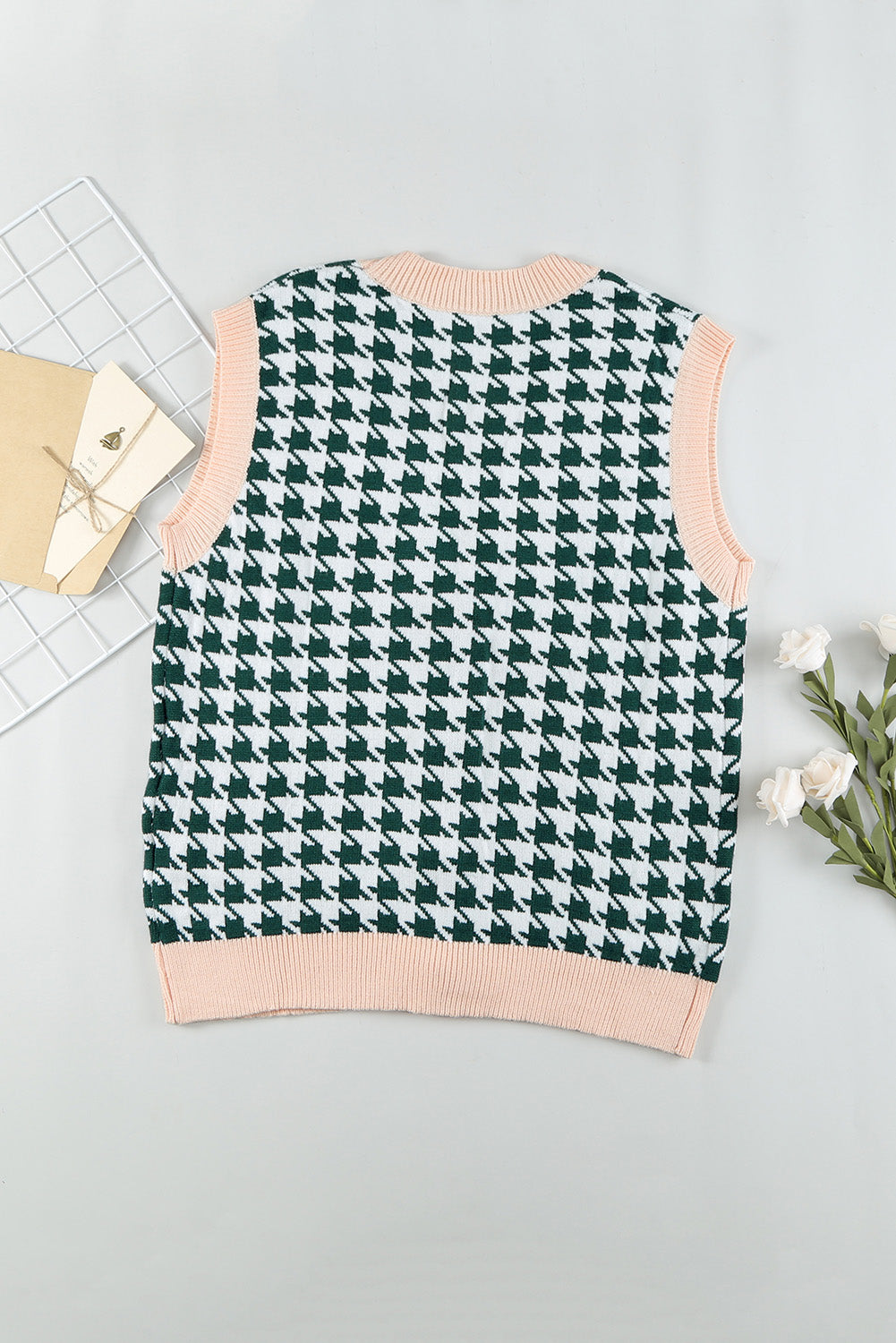 Women's Houndstooth Vest Cardigan