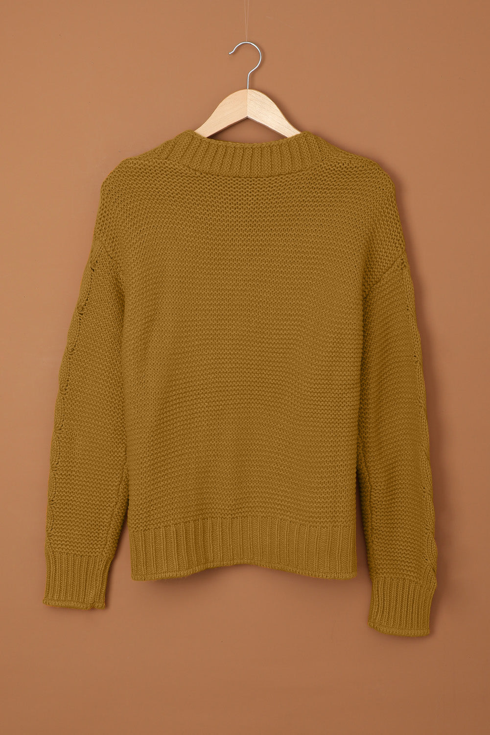Women's Knit Cardigan with Fahion Brown Open Front Chunky