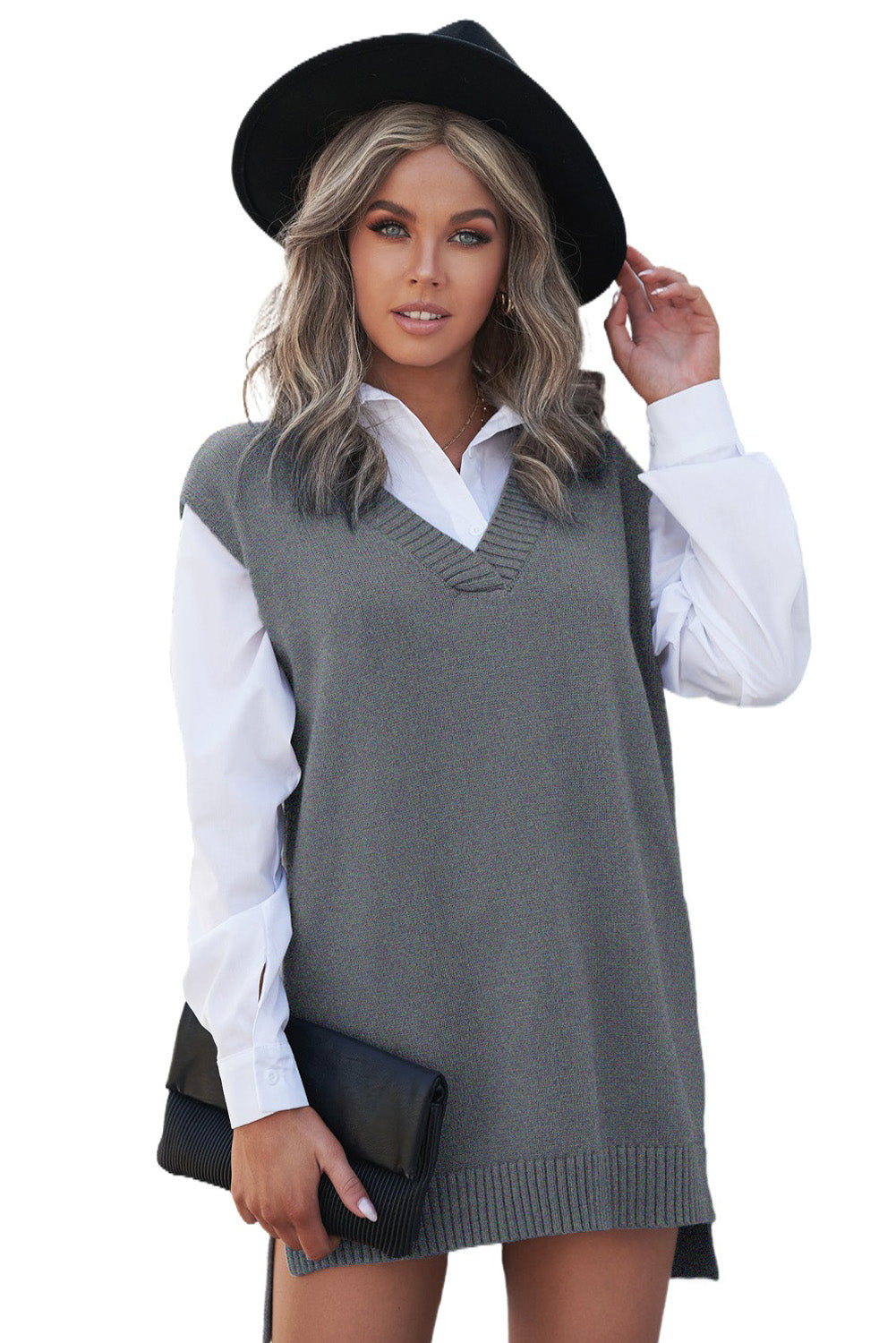 Vest for Women Gray Sweater