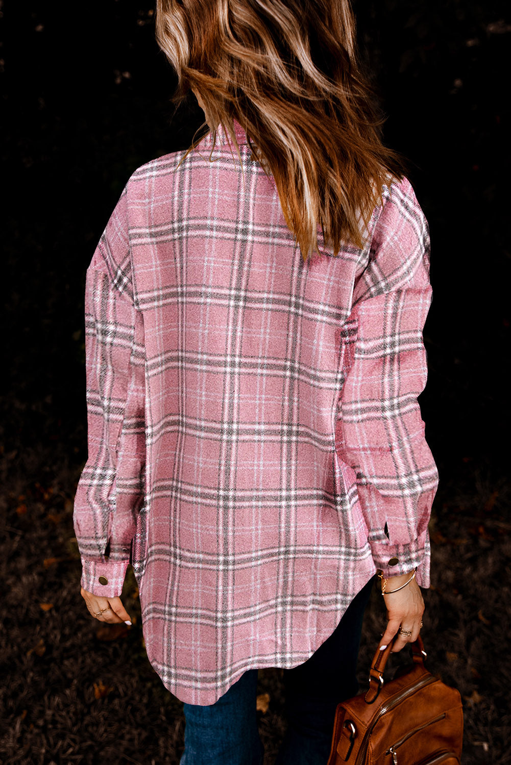 Shacket for Women Fall Pink Plaid