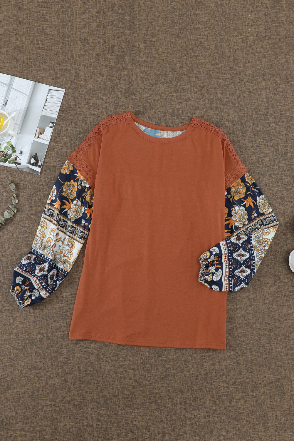 Women's Top Featuring Bohemian Balloon Sleeve