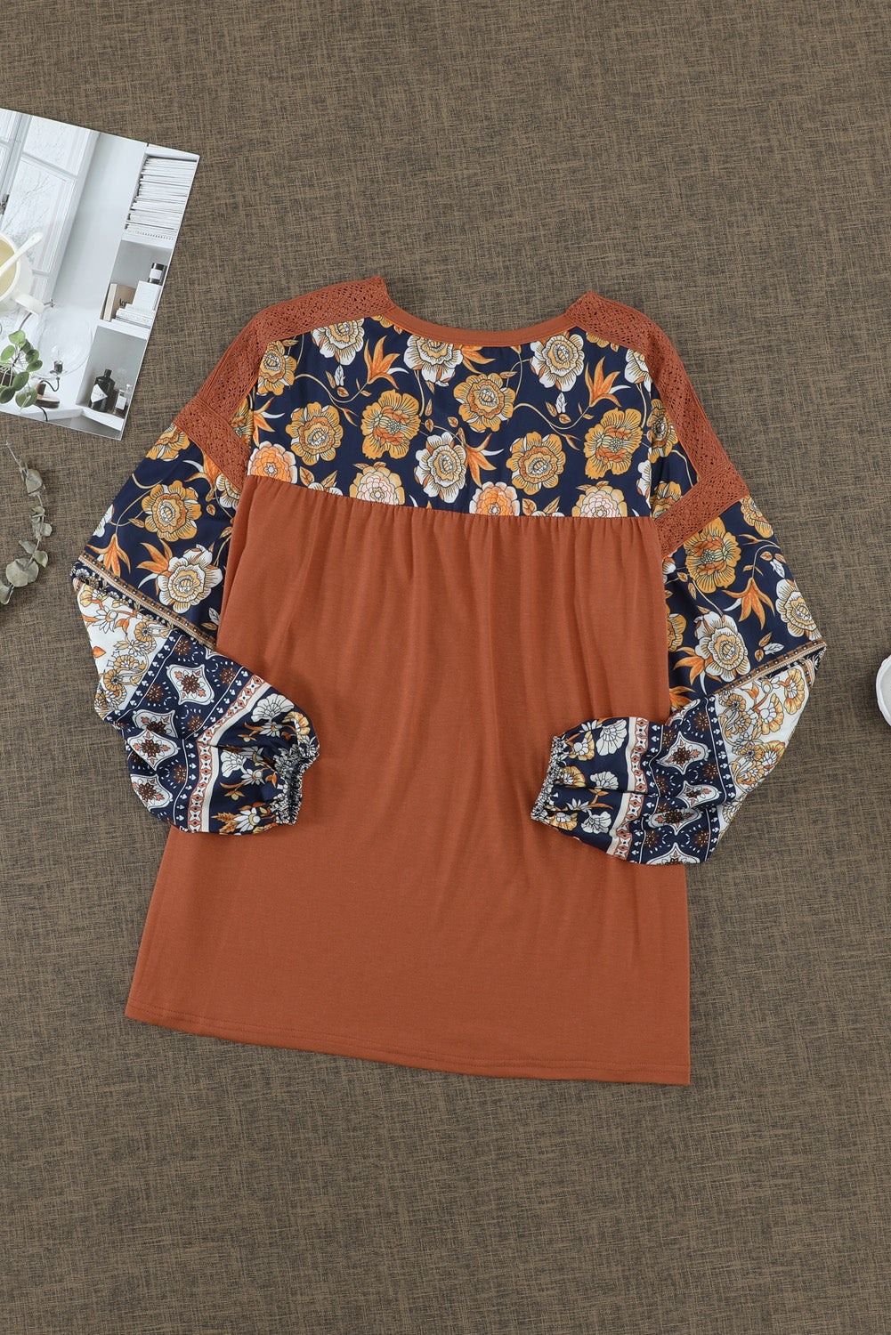 Women's Top Featuring Bohemian Balloon Sleeve