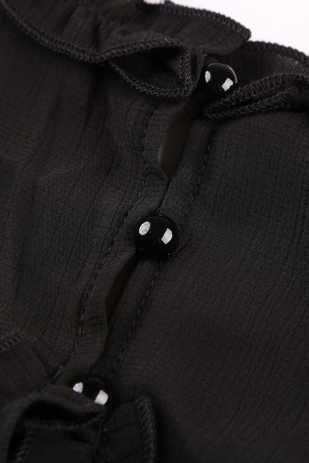 Dress for Women Ruffle-Trimmed Detailing Long-Sleeve Open-Back Black V Neck