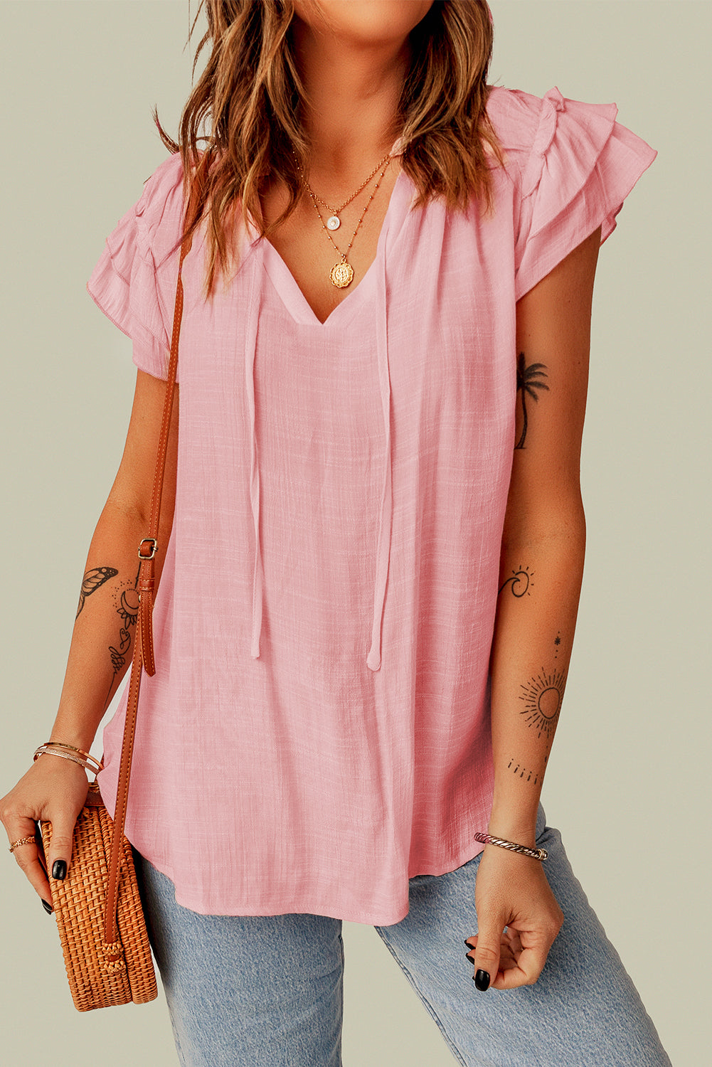 Women's Top Featuring Pink Short-Sleeve
