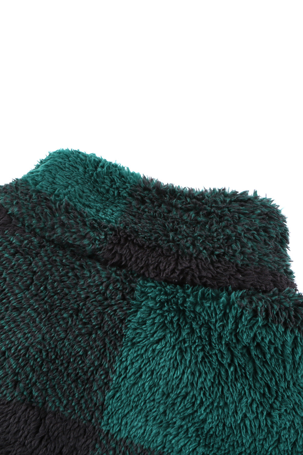Women's Pullover Sweatshirt with Zip Collar Plush Women's Winter Green Plaid