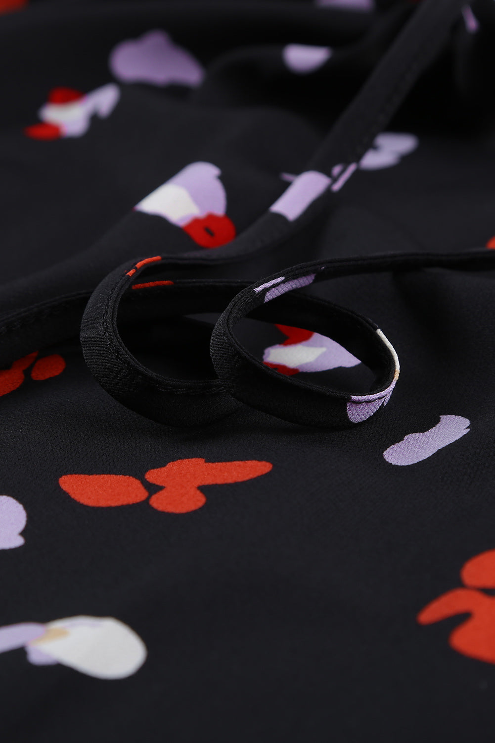 Women's Blouse with Black V-neck Short-Sleeve Floral-Print Print Fantasy Fluttering