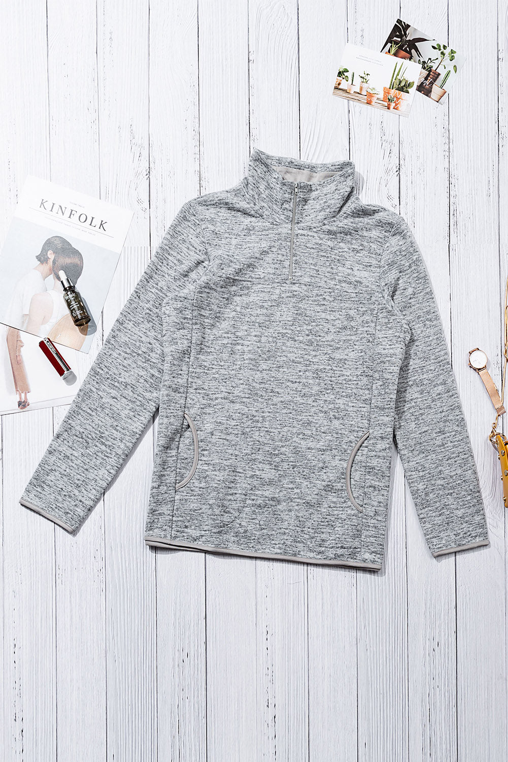 Women's Pullover Sweatshirt Featuring Women's Everyday Gray Quarter Zip