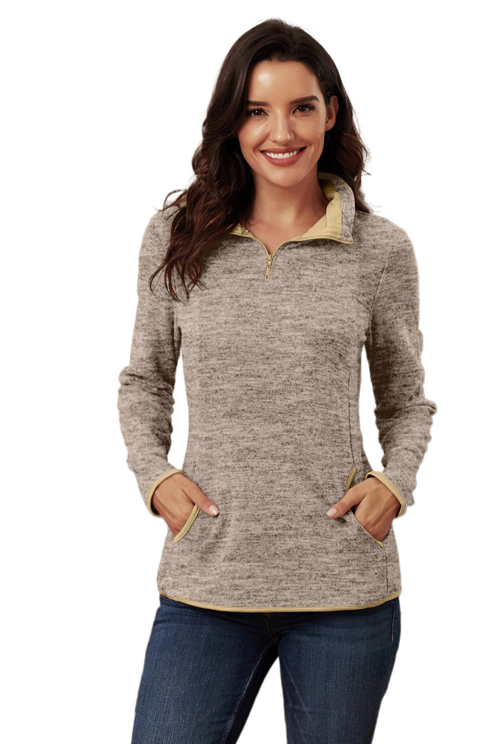 Women's Pullover Sweatshirt with Women's Everyday Khaki Quarter Zip