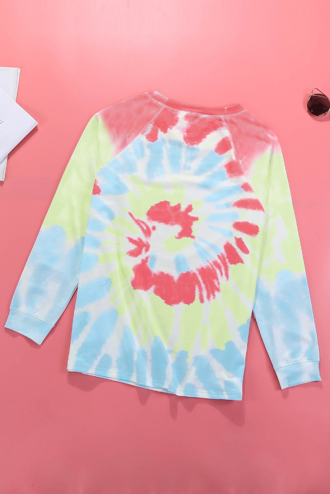 Women's Sweatshirt Featuring Dye Loose Leisure Pink Blue Ombre Tie