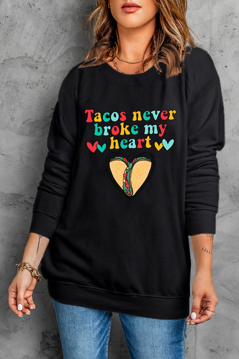 Women's Letter Graphic-Print Heart Sweatshirt