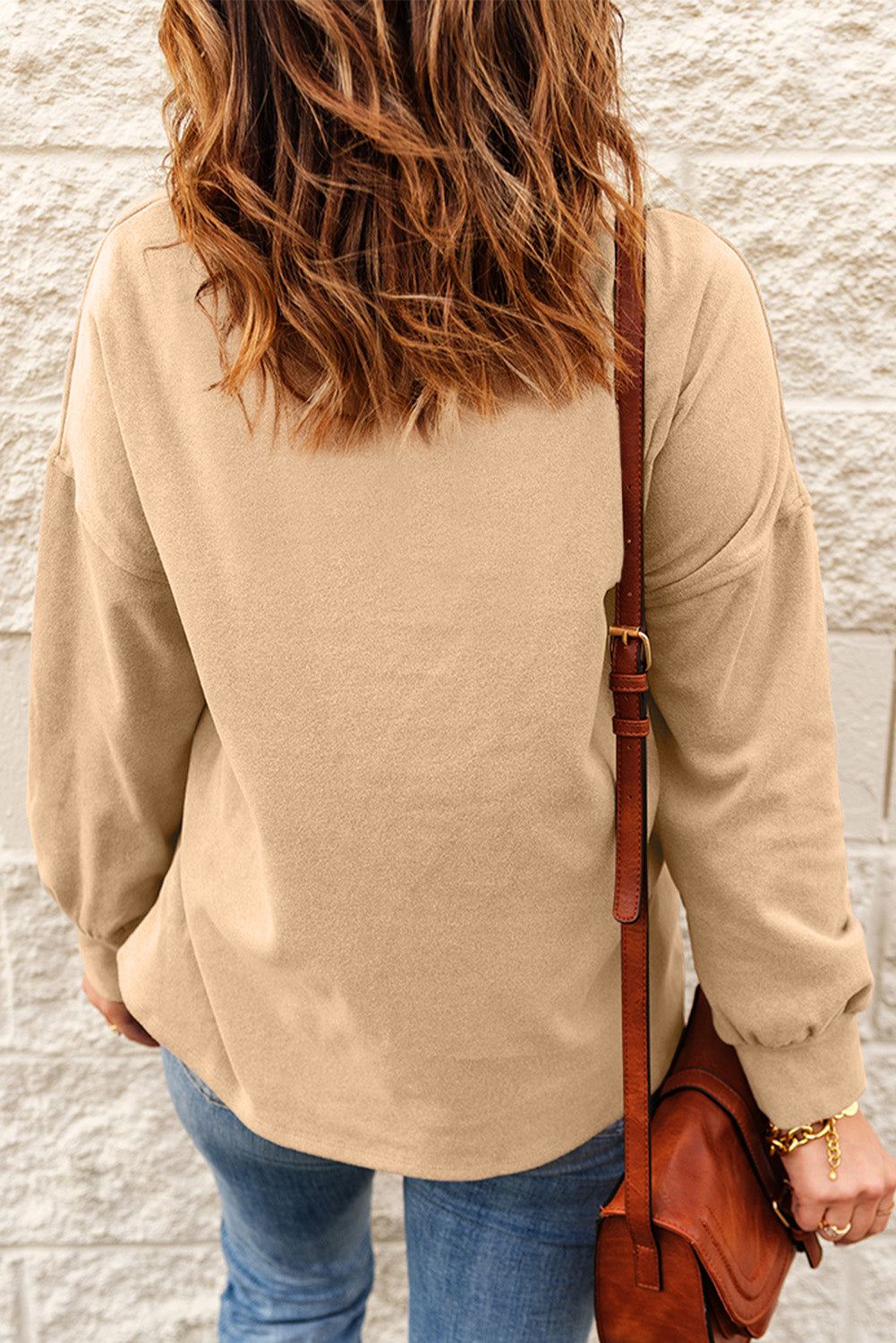 Women's Apricot Cowl Neck Sweatshirt