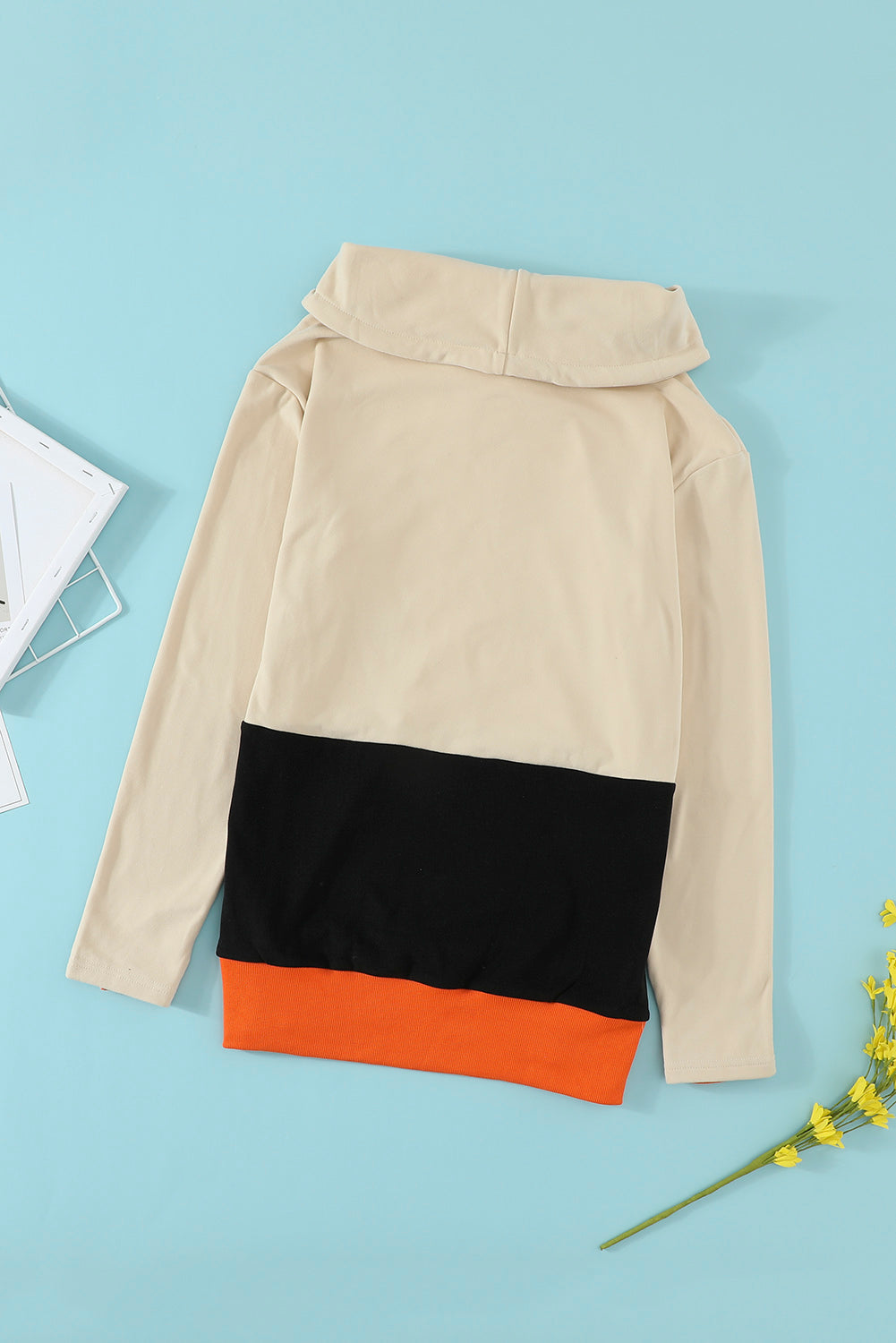 Sweatshirt for Women Color-Block Halloween Cute Black Cowl Neck Pumpkin Print