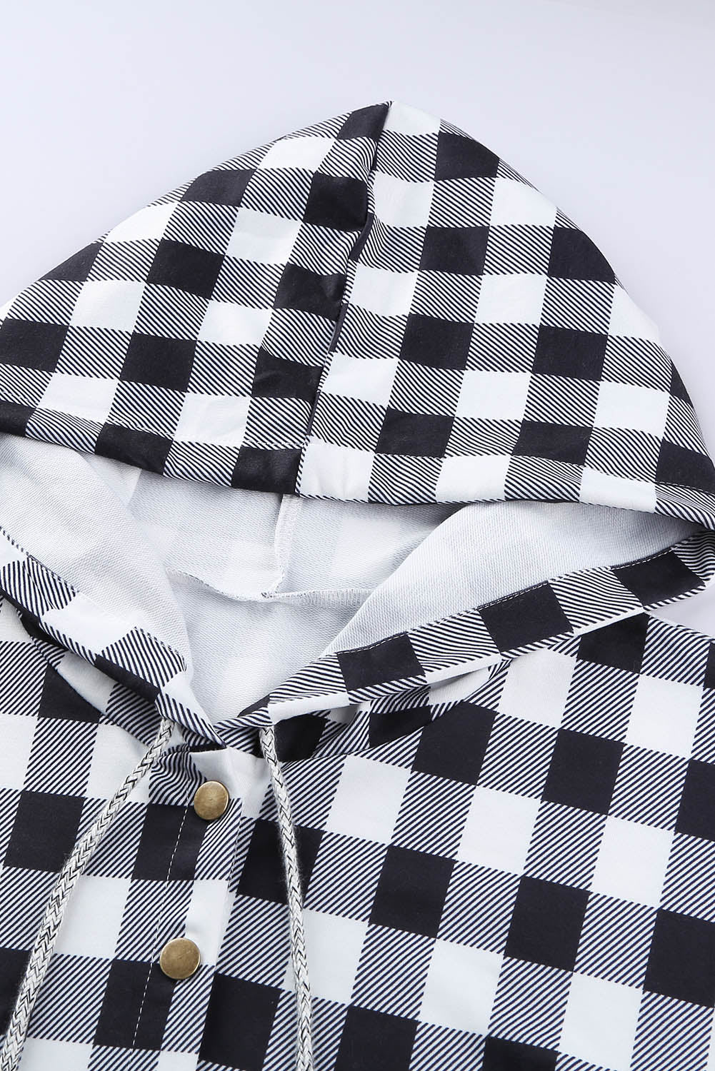 Hoodie for Women Gray Black Plaid