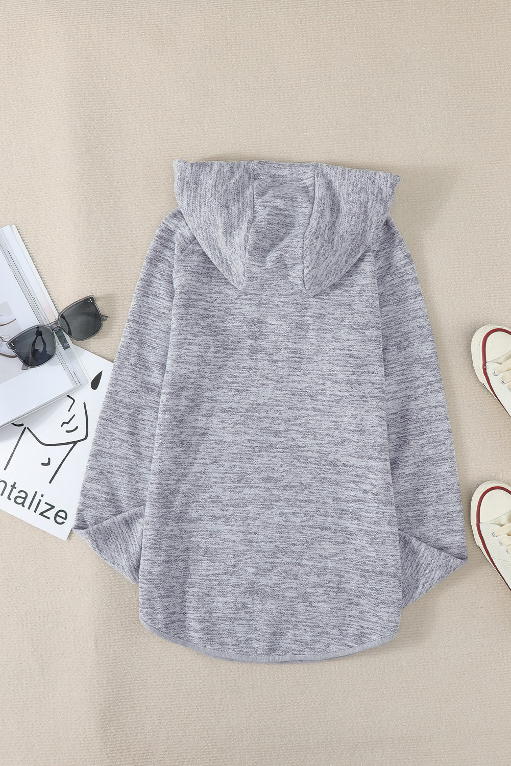 Hoodie for Women Everyday Women's Gray Pocket Design Button-Front