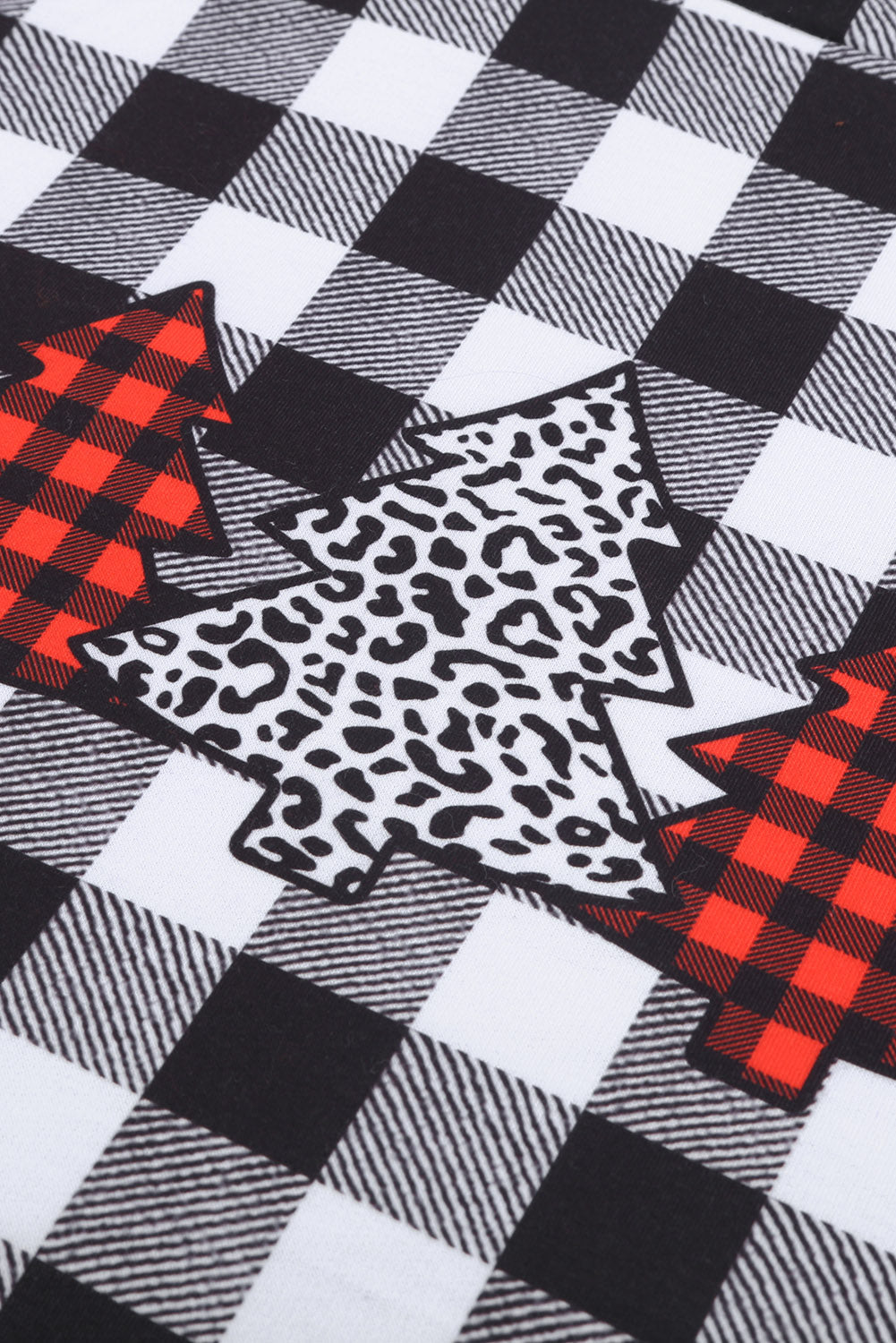 Women's Hoodie with Asymmetric Zip Red Christmas Tree Plaid Pattern