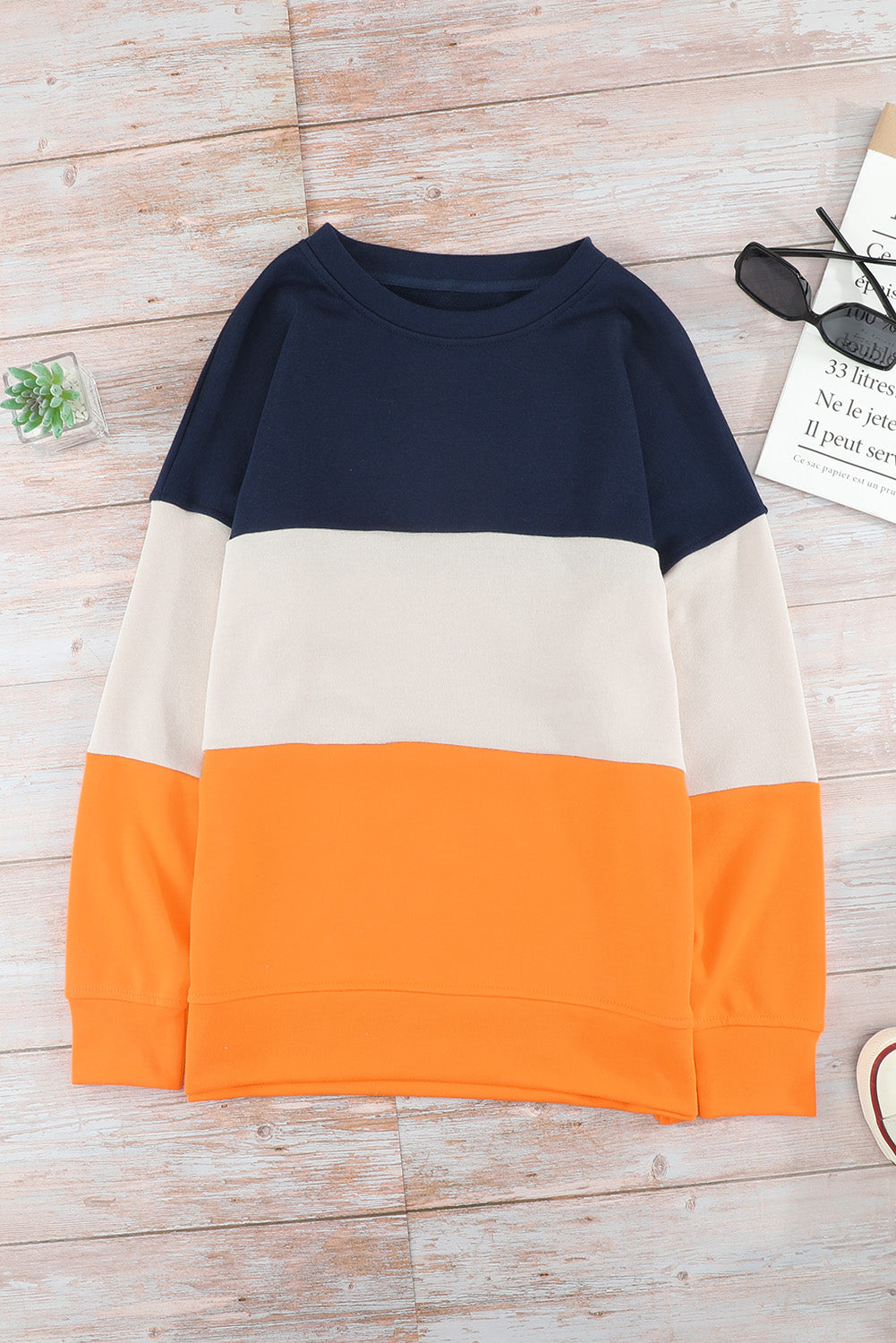 Women's Sweatshirt with Color-Block Orange