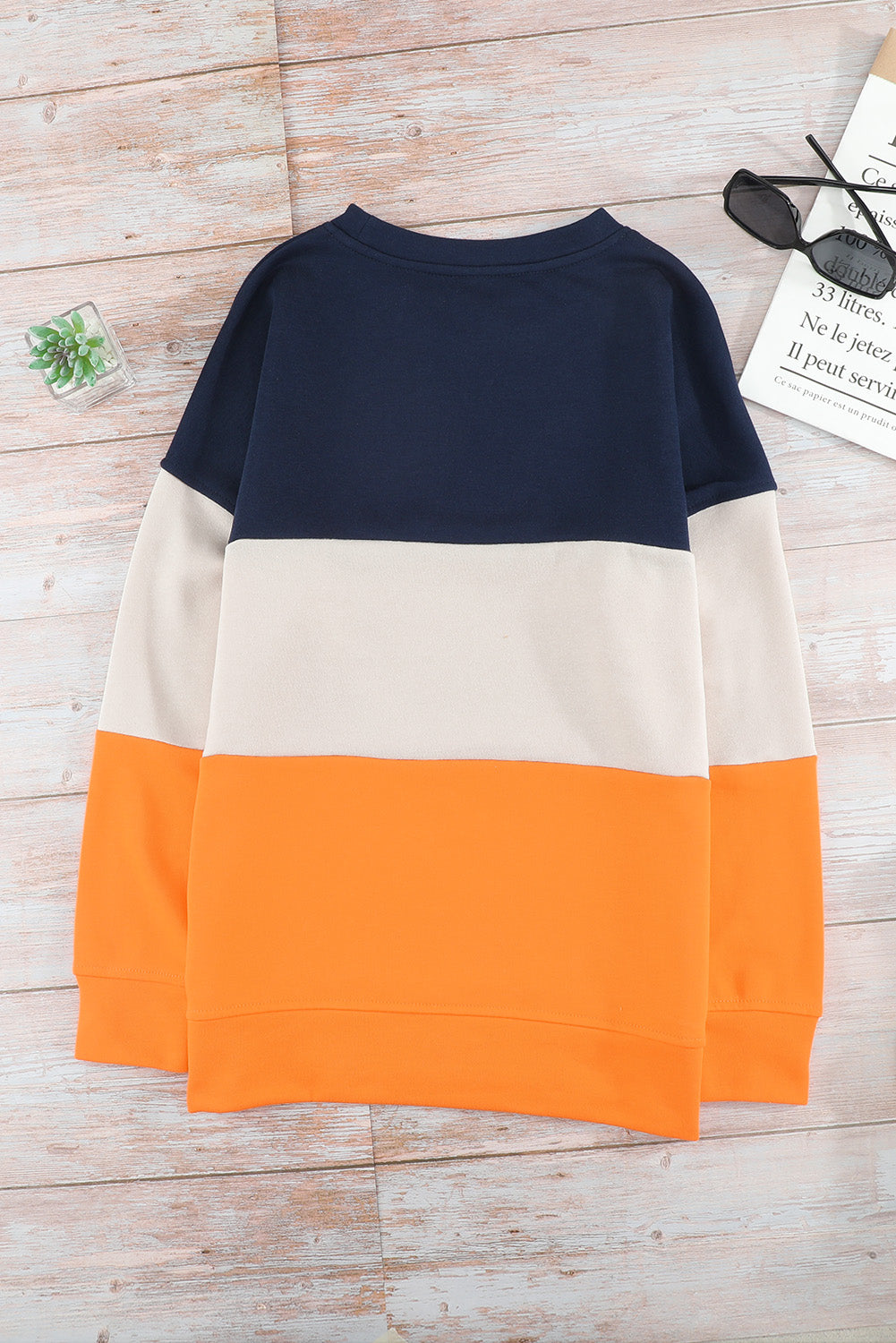 Women's Sweatshirt with Color-Block Orange