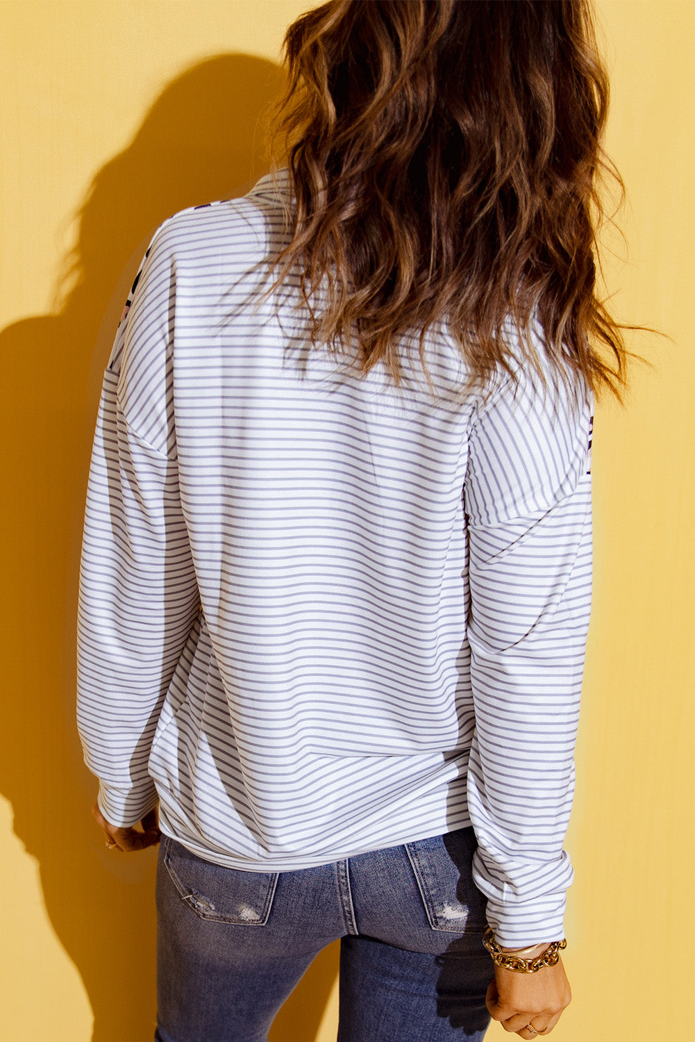 Women's Sweatshirt with Leopard-Print Striped