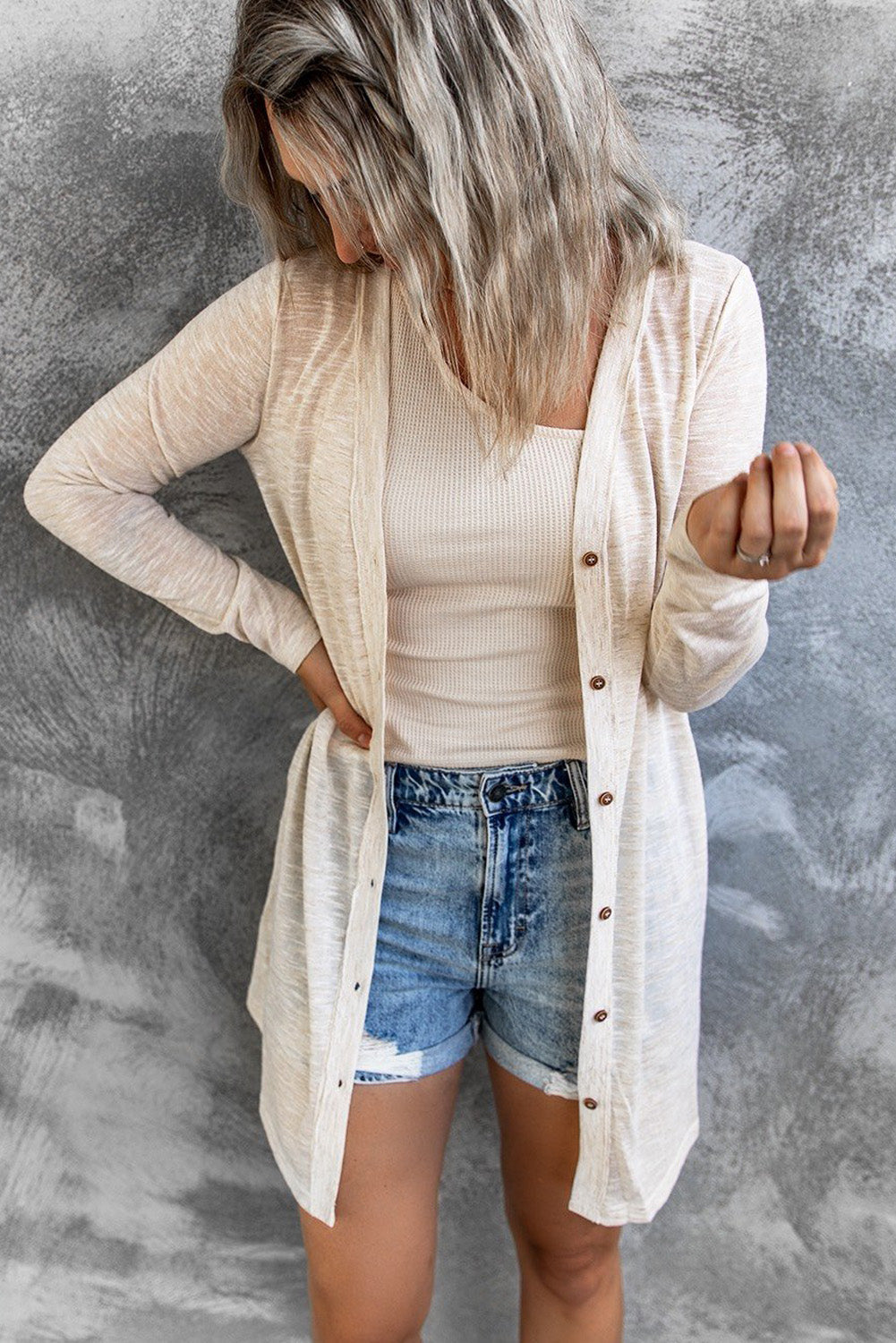 Women's Comfy Beige Cardigan