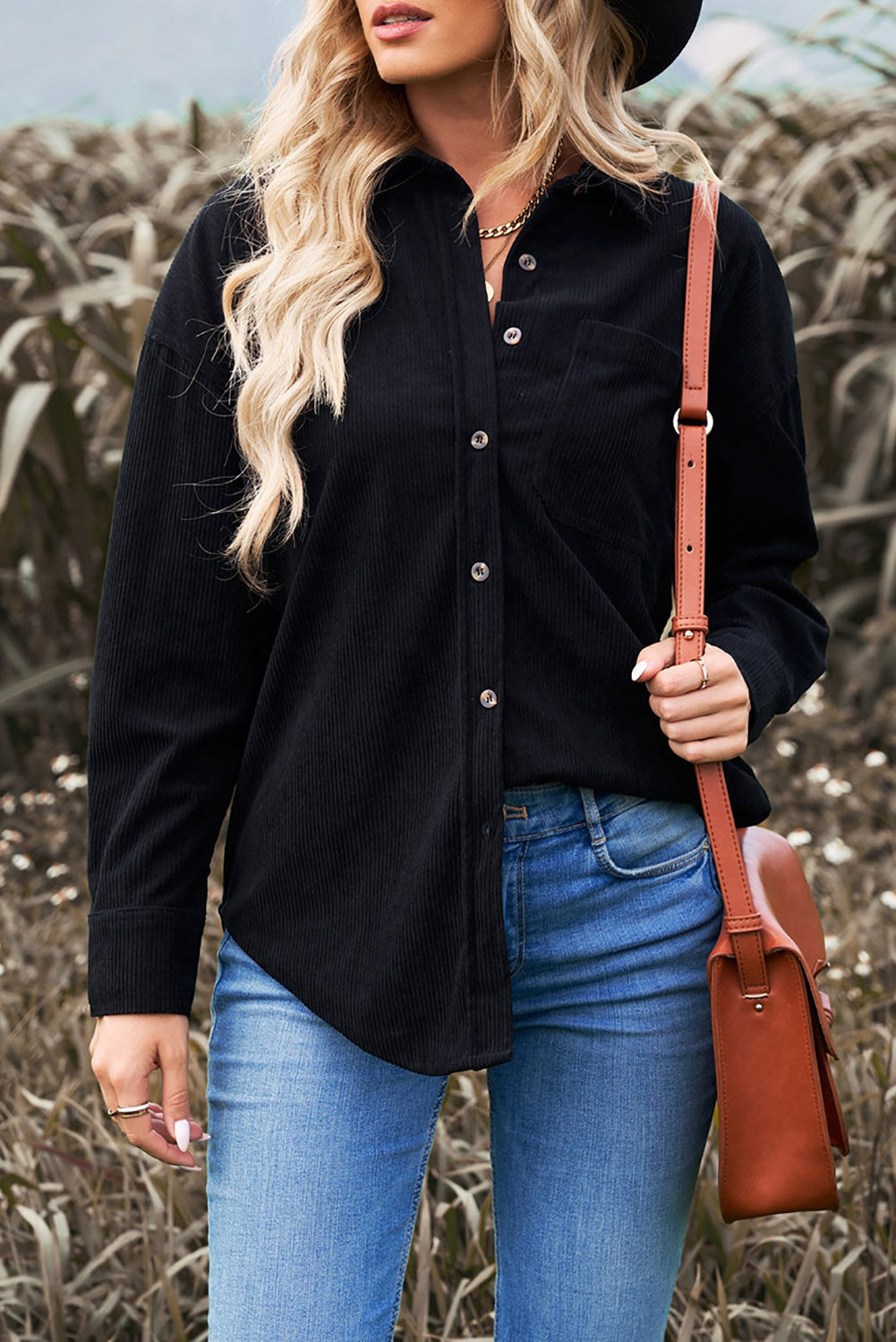 Women's Shirt with Cord Black Pocket