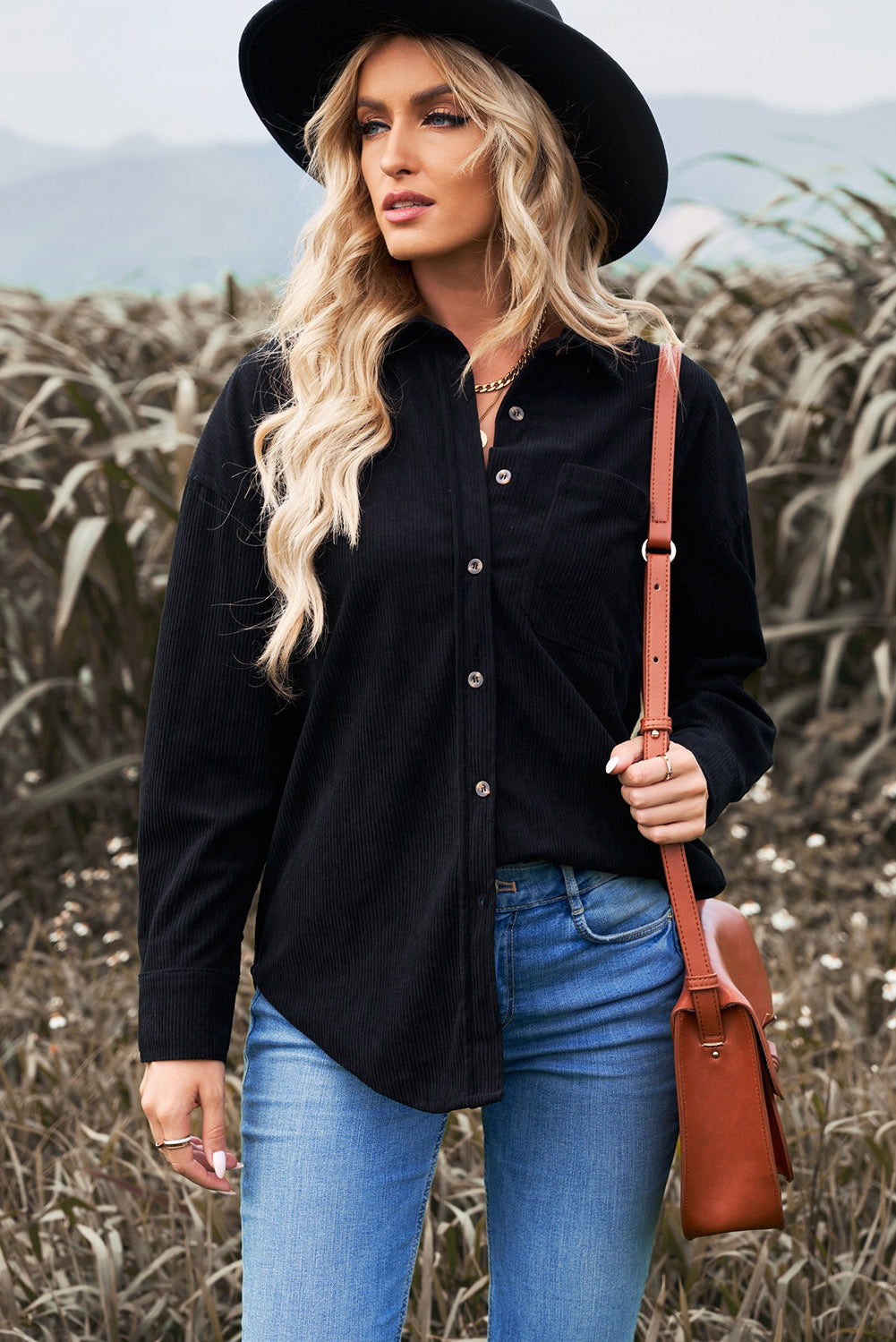 Women's Shirt with Cord Black Pocket