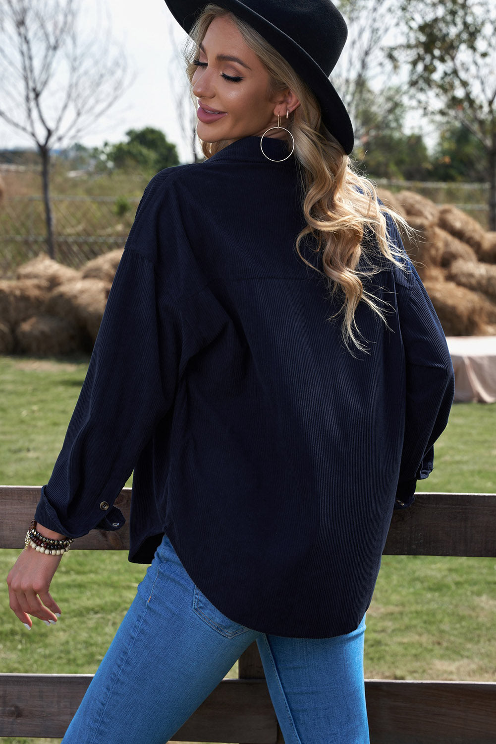 Shirt for Women Blue Cord Womens Dark
