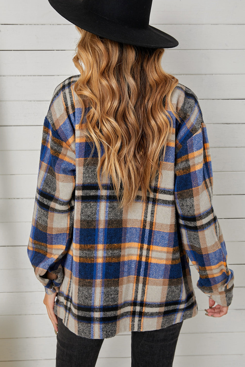Shacket for Women Womens Blue Plaid Shirt
