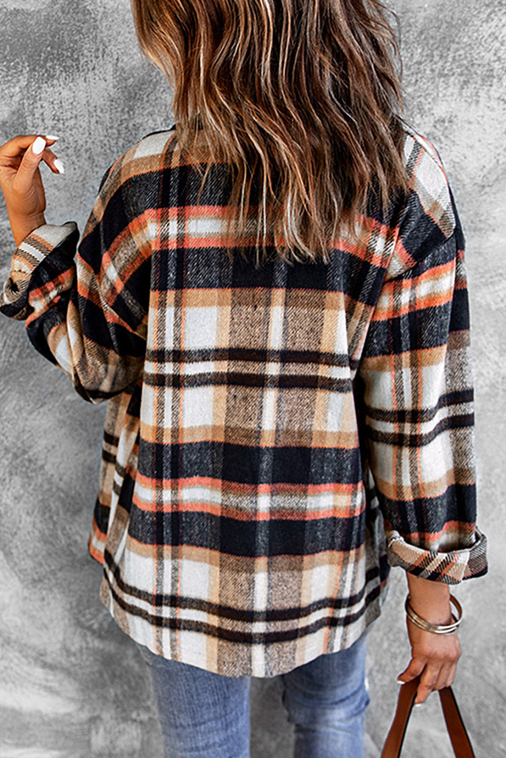 Women's Shacket with Blue Geometric Plaid