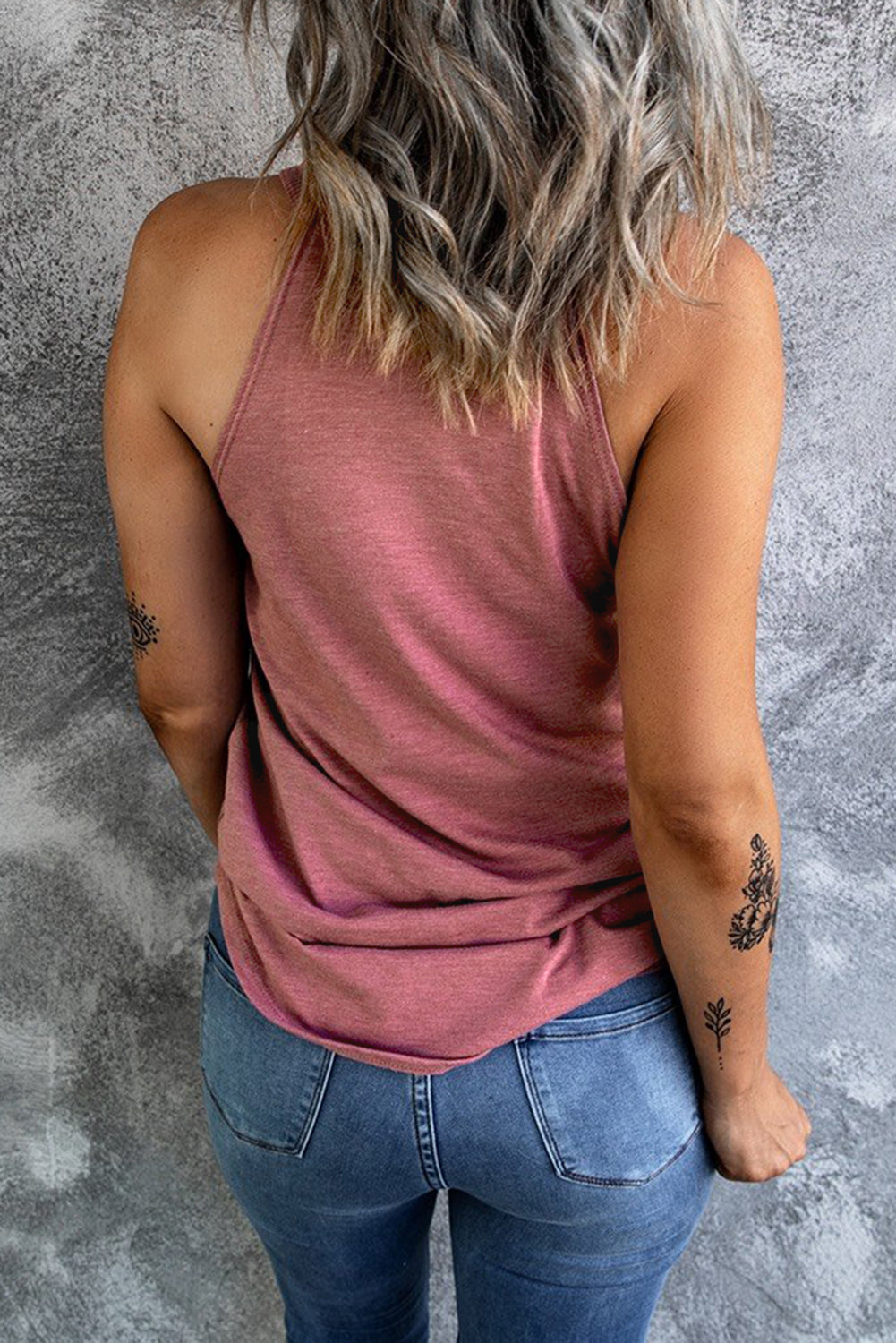 Women's Crew Neck Pink Color Tank Top