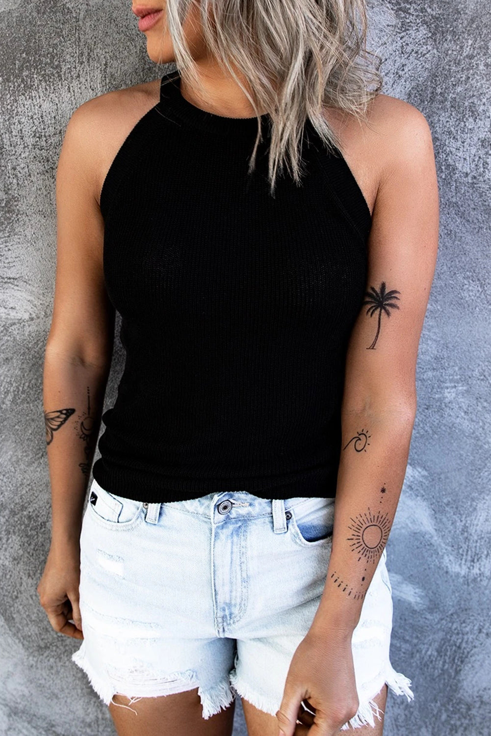 Tank Top for Women Crew Neck Black Color