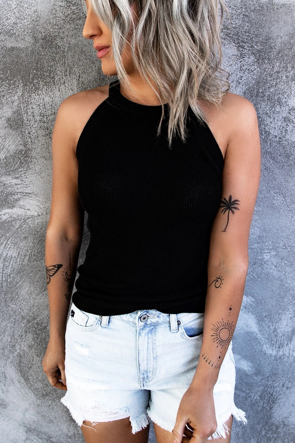 Tank Top for Women Crew Neck Black Color