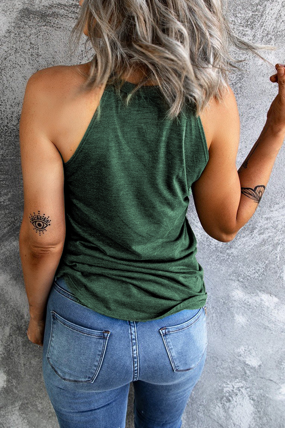Women's Tank Top with Brief Green Crew Neck